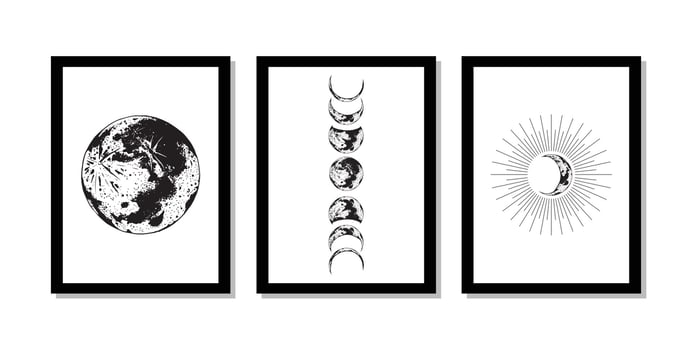 moon split illustration for wall design vector