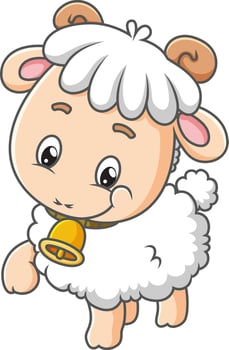 The cute baby sheep in walking with the happy feeling vector