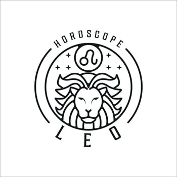 lion zodiac of leo logo line art simple minimalist vector illustration template icon design. horoscope sign mysticism and astrology symbol