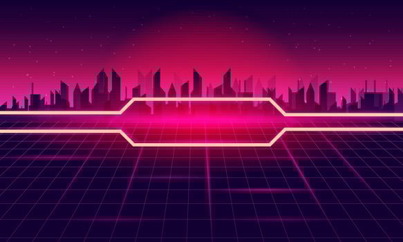 Creative design with color lines. of Retro Sci-Fi Background Futuristic Grid landscape vector