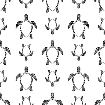Sea Turtles. Polynesian tribal pattern. Seamless background. vector