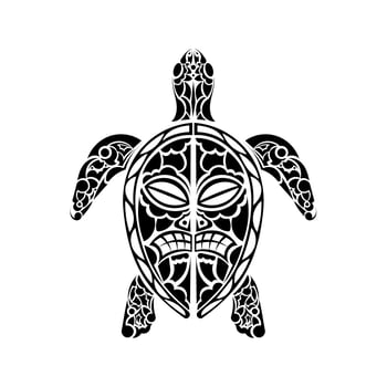 Polynesian style turtle tattoo. Maori mask pattern. Vector illustration.