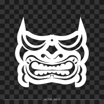 Viking face made from patterns. The contour of the face or mask of a warrior. Polynesian, Hawaiian or Maori patterns. For T-shirts, prints and tattoos. vector