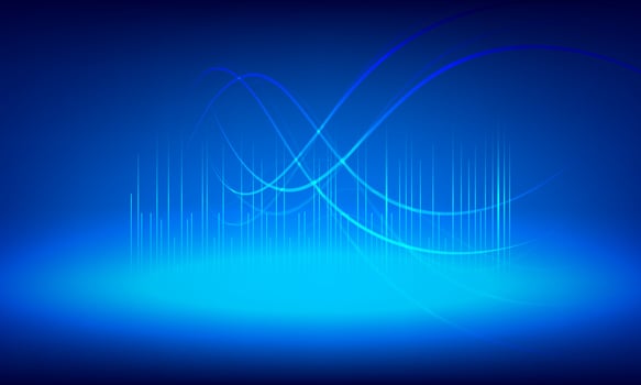Illustration Vector design digital technology concept. Glowing wavy lines template with Blue background.