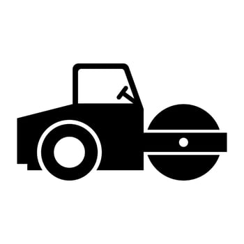 silhouette transportation icon of road roller vector