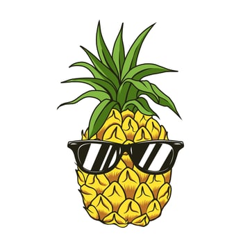 pineapple with eyeglasses on a white background vector