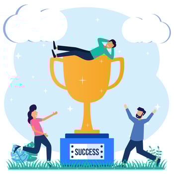 Illustration vector graphic cartoon character of business achievement