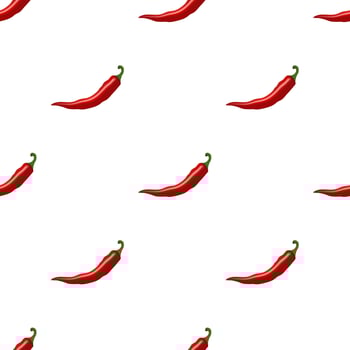 Seamless pattern with cartoon red hot chili peppers on a white background vector