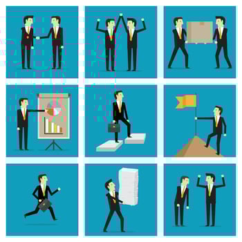 lllustrations businessman in working action vector