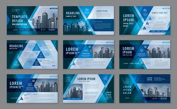 Modern Presentation Templates, Abstract Geometric Blue Triangle Background vector for banner, flyer, presentations, Brochures
