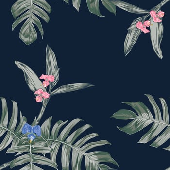 Seamless pattern floral with blue Orchid flowers abstract background.Vector illustration  hand drawning .For fabric pattern pint design. vector