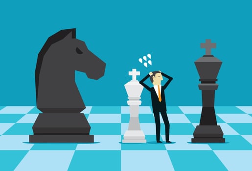 Businessman playing chess loses vector