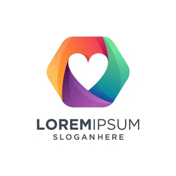 Awesome hexagon love logo design vector
