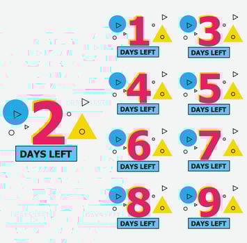 Number of days left badge for sale or promotion color vector