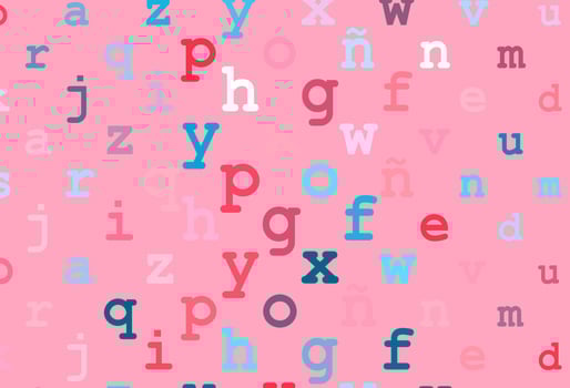 Light blue, red vector layout with latin alphabet.