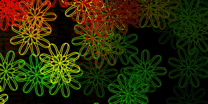 Dark Green, Red vector background with random forms.