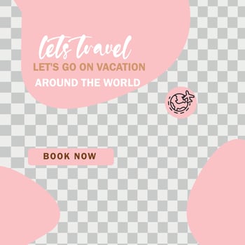 pink Travel socai media template for your business vector