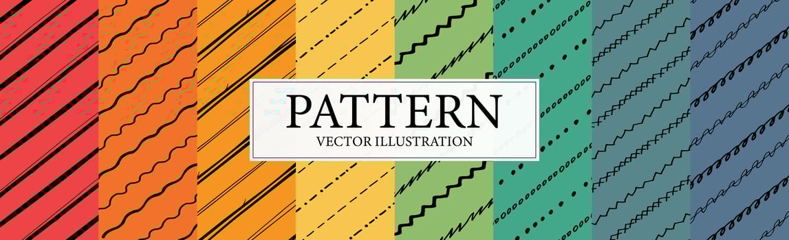 Assembly of seamless patterns, abstract shapes - Vector