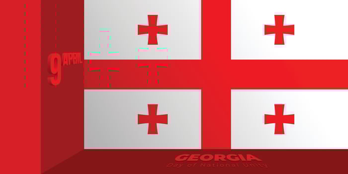 Red background design with Georgia flag on room concept design. vector