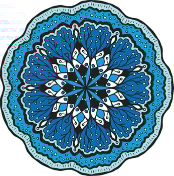 blue with black outline - mandala ornament vector