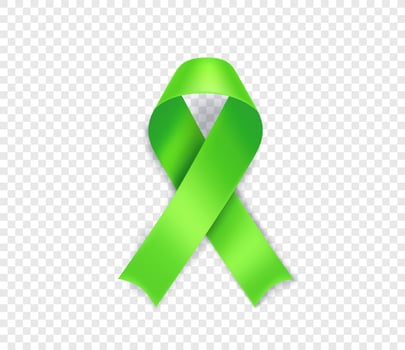 Lymphoma cancer awareness symbol. Lime ribbon isolated on transparent background vector