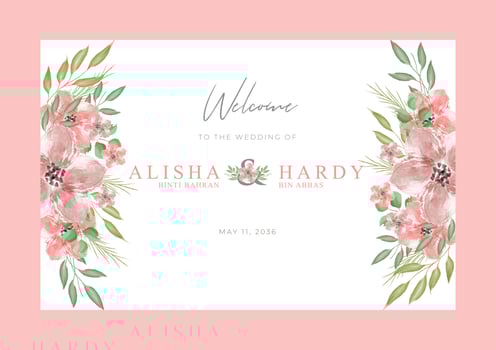 Romantic welcome sign wedding with beautiful floral watercolor vector
