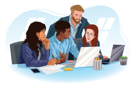 Group of Diverse Business Men and Woman Doing Meeting Concept vector
