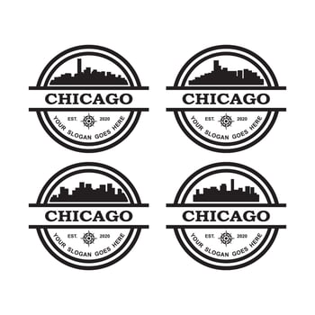 A Set Of Chicago Skyline Vector , A Set Of Chicago Skyscraper Logo