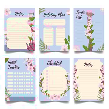 Spring Journal With Cherry Blossom Decoration vector
