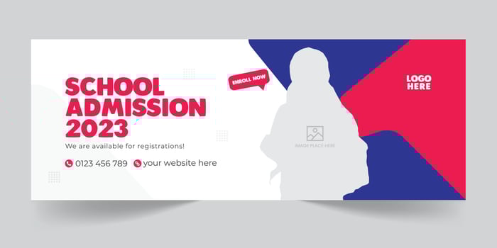 School admission social media timeline cover design, Education social media cover or promotional web banner design template vector