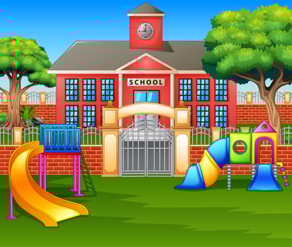 Kids playground area in front the school yard vector