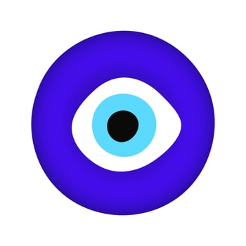 Blue oriental evil eye symbol amulet flat style design vector illustration.