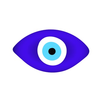 Blue oriental evil eye symbol amulet flat style design vector illustration.