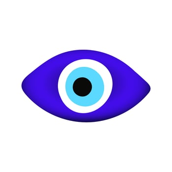 Blue oriental evil eye symbol amulet flat style design vector illustration.