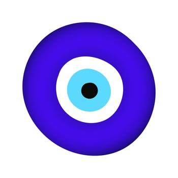 Blue oriental evil eye symbol amulet flat style design vector illustration.