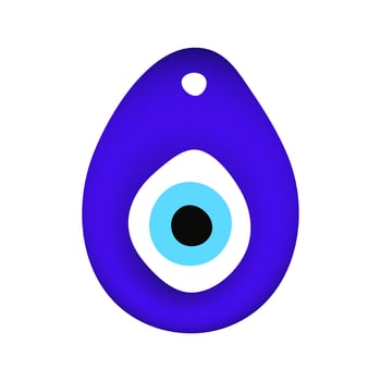 Blue oriental evil eye symbol amulet flat style design vector illustration.