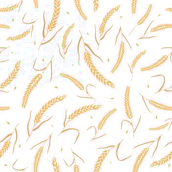 Seamless pattern with whole grain seeds organic, natural ears isolated on white background vector