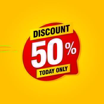 Special offer sale red tag isolated vector illustration. Discount offer price label, symbol for advertising campaign in retail, sale promo marketing, 50 percent off discount sticker