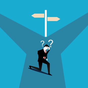 Businessman confused to choose the right direction. Confused concept. vector