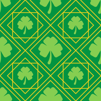 St Patrick s Day Clover seamless pattern. Vector illustration for lucky spring design with shamrock. Green clover isolated on white background. Ireland symbol pattern. Irish decor for web site.