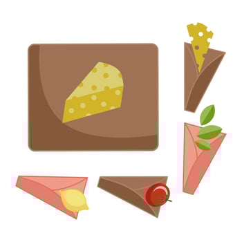 Wax reusable napkins for food storage. Zero waste. No plastic. Vector illustration.