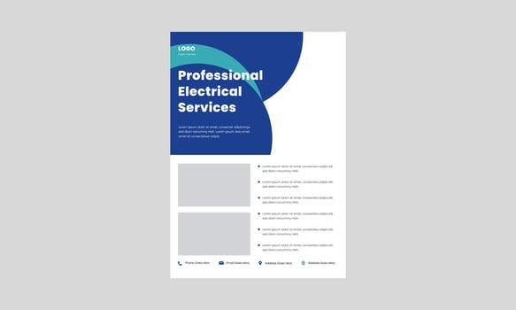 electrician expert in electric service flyer design template. professional electrical services poster, leaflet design. vector