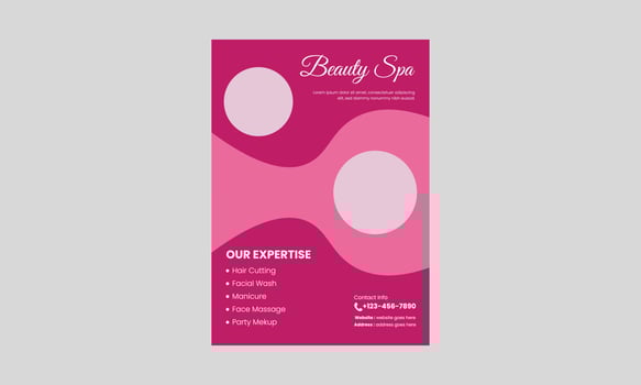Spa, beauty, and massage flyer design template. Beauty spa hair salon print ready flyer template design. leaflet,  a4 size, flyer, cover, poster, brochure design vector