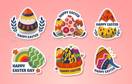 Colorful Easter Egg Sticker Collection vector