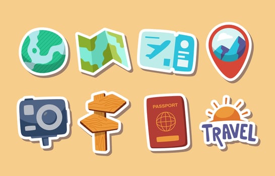 Sticker Collection for Traveling Journal vector