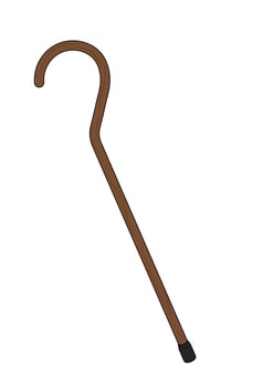 Walking wood stick isolated on white background vector illustration
