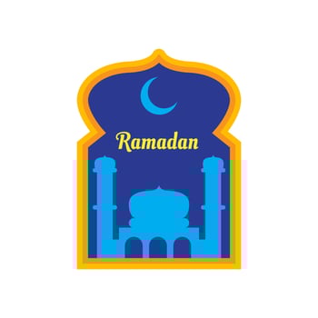 blue and orange mosque illustration design for ramadan. vector