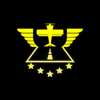 Airplane airforce five star logo icon vector