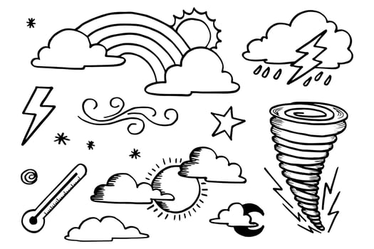 vector set of weather doodle elements, for design purposes
