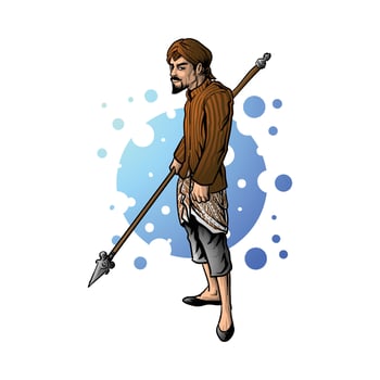 Javanese palace soldiers character illustration vector